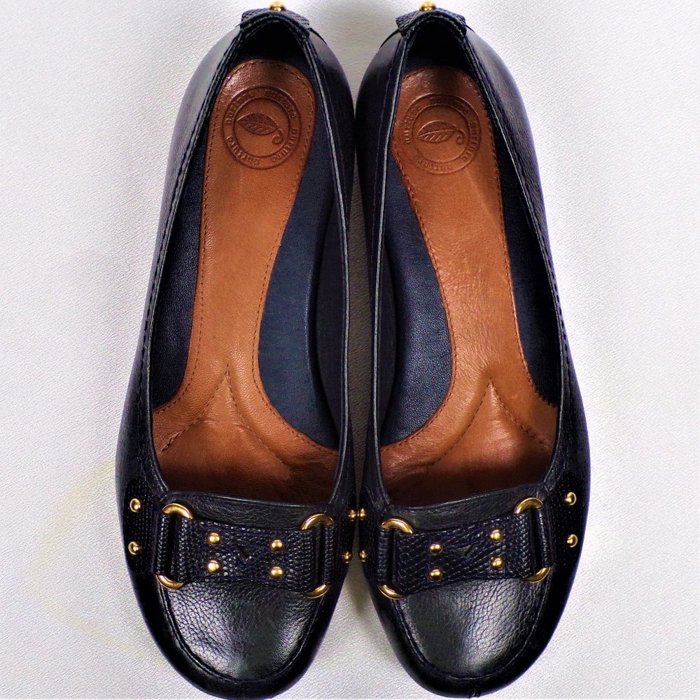NURTURE size 6M midnight-blue flat-heel loafers cushioned insoles leather uppers